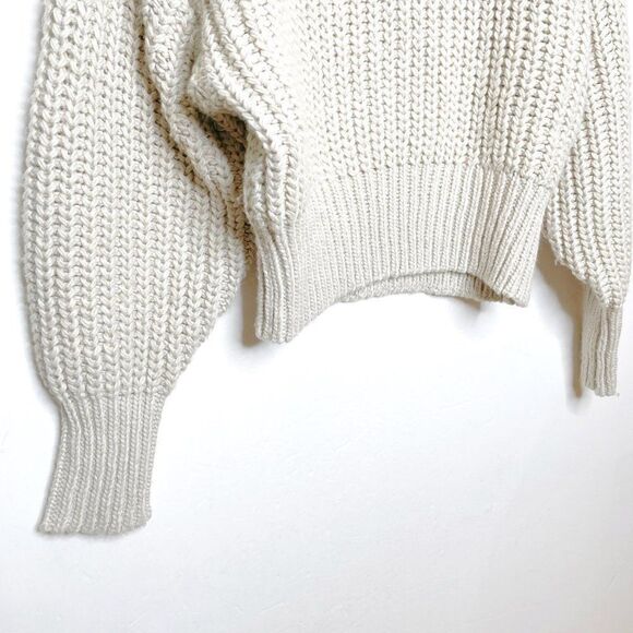 H&M Chunky Knit Oversized Sweater Mock Neck Pullover in Light Gray Size XS - Picture 4 of 8